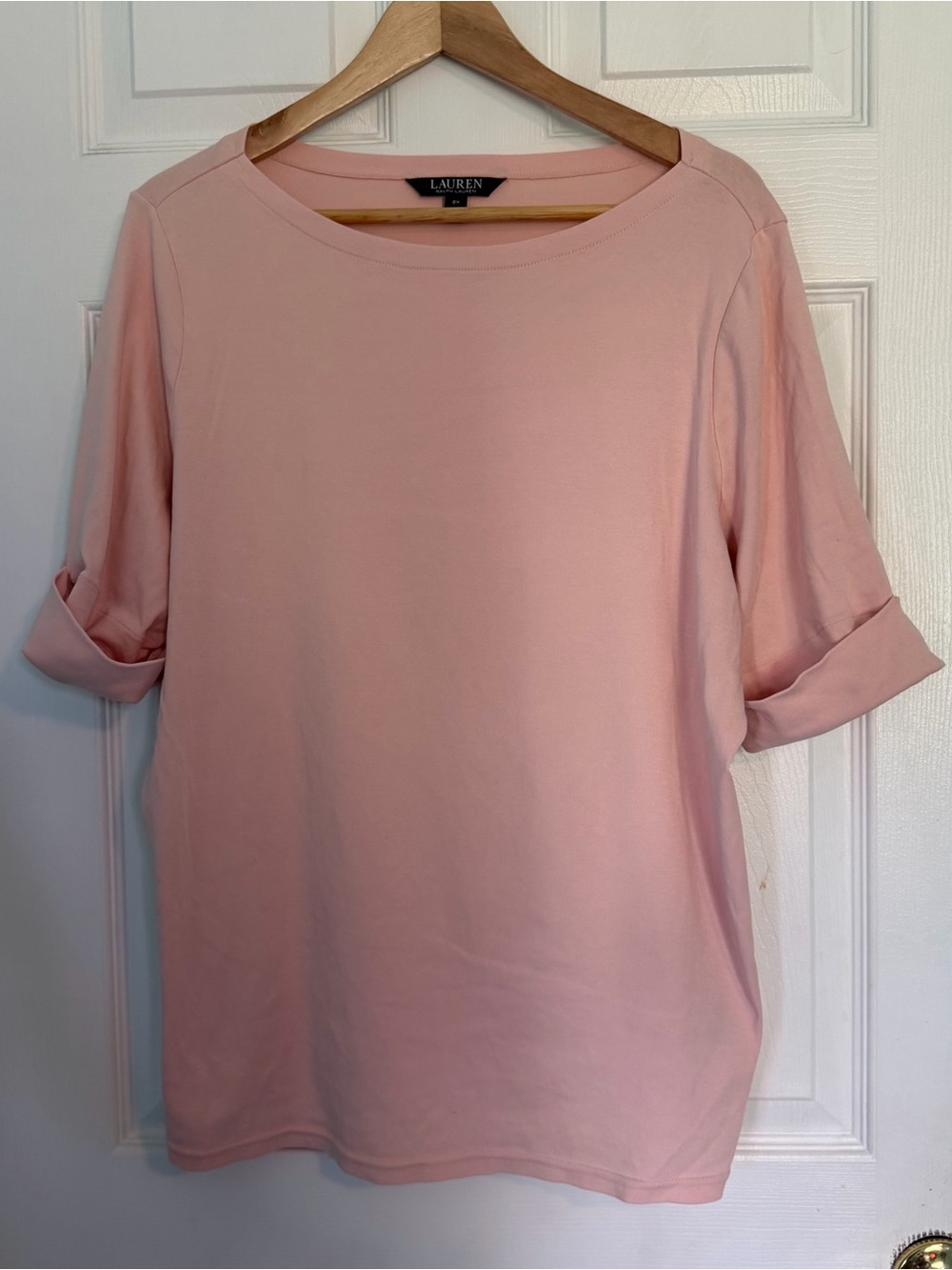 Ralph Lauren Classic Light Pink Boatneck 3/4 Sleeve Women's Top size 2X